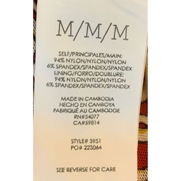 CAbi Red Geometric Long Sleeve Wrap Top Sz M Coach Cowgirl Chain Design Academia - Picture 14 of 15